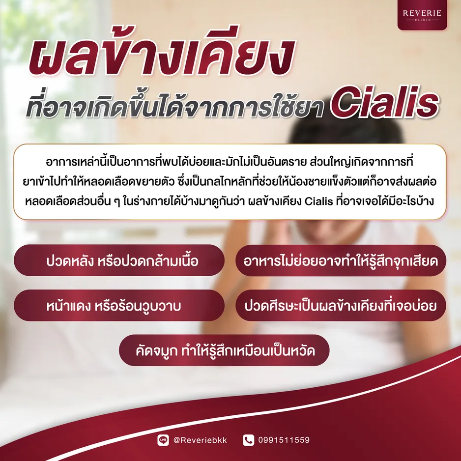 ผลข้างเคียงที่อาจเกิดขึ้นได้จากการใช้ยา Cialis