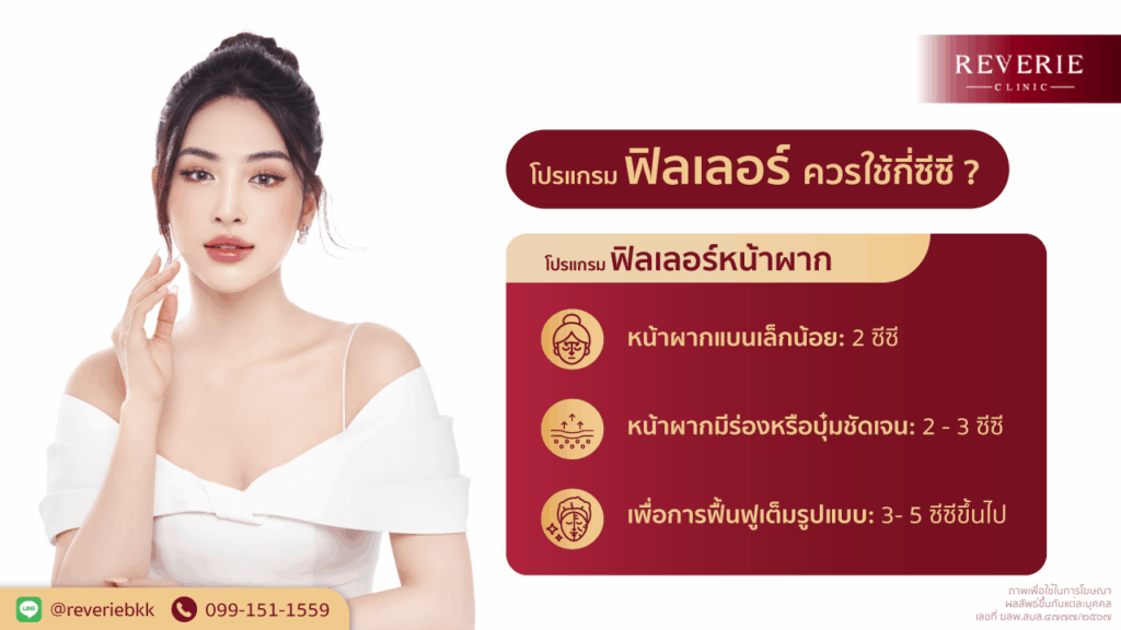 ฟิลเลอร์หน้าผาก ควรใช้กี่ซีซี ปริมาณ 2-5 ซีซี
